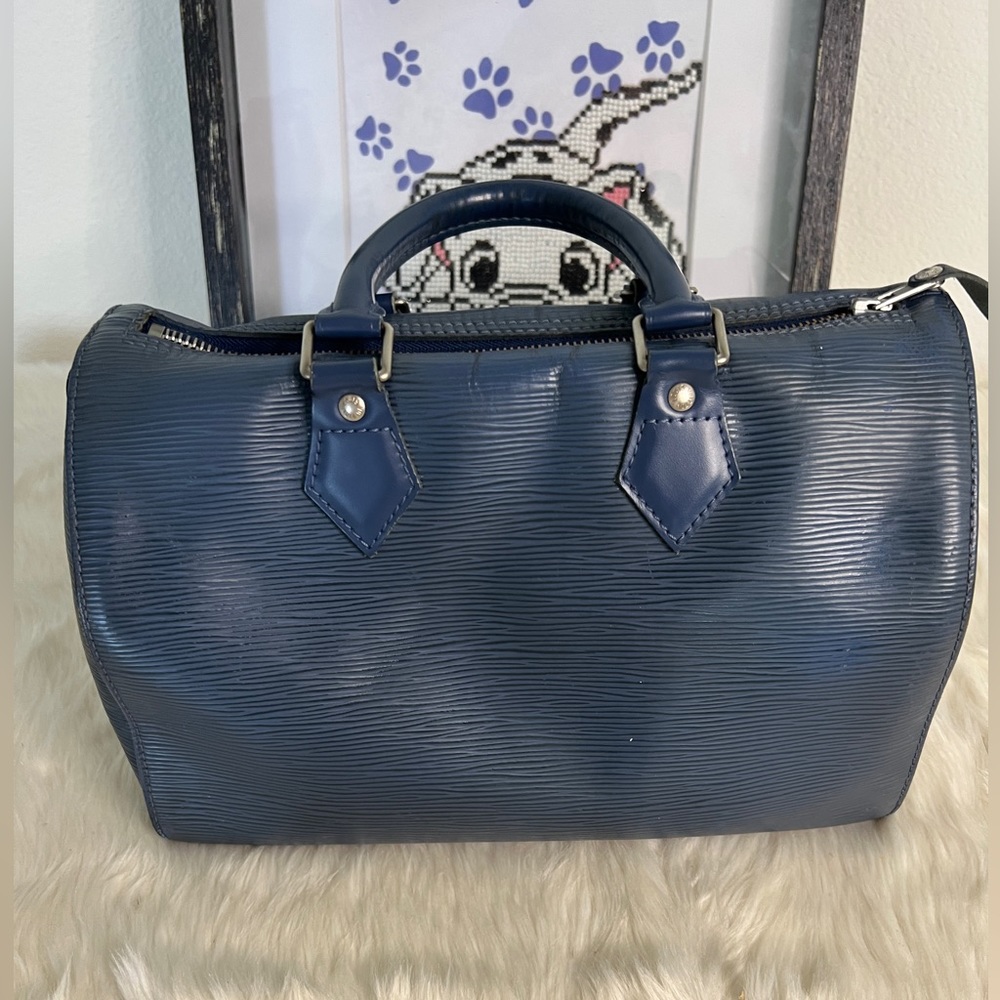 Louis Vuitton Speedy 25 Epi Handbag Blue